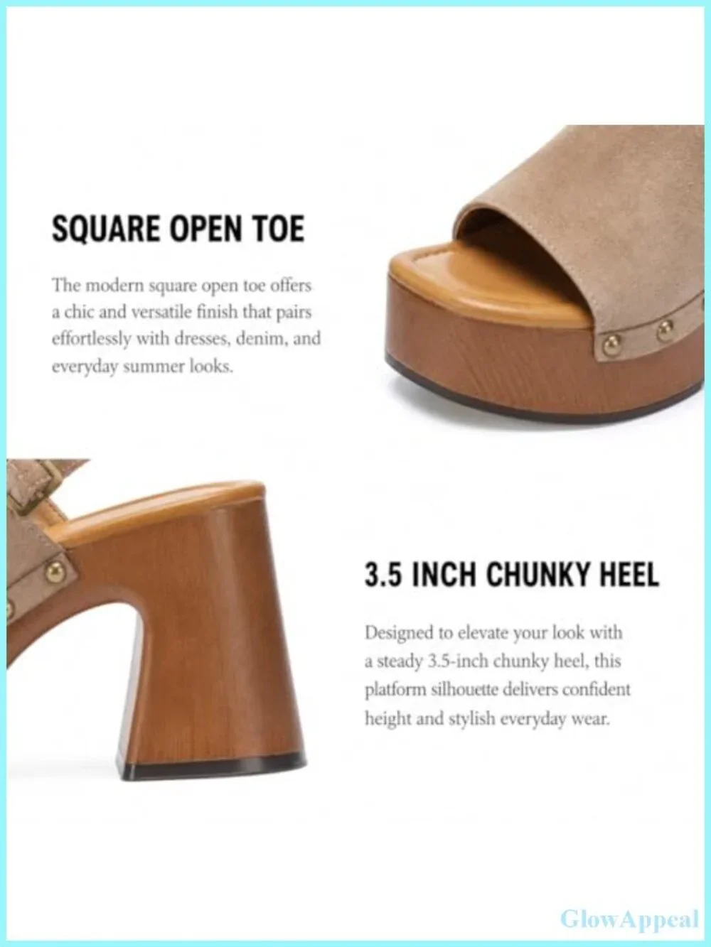 Studded Faux Suede Platform Mules Women's Chunky Heel Sandals